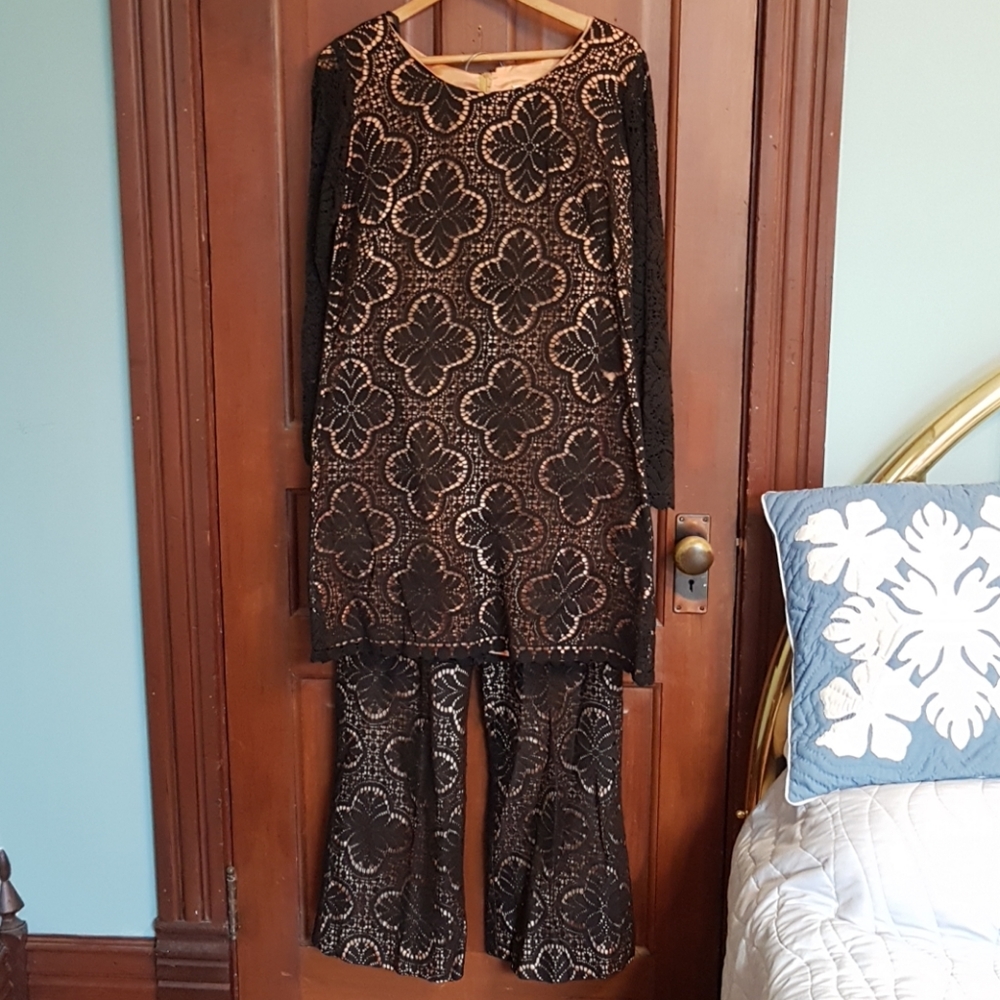 Vintage Lace Matching Tunic and Pants Set